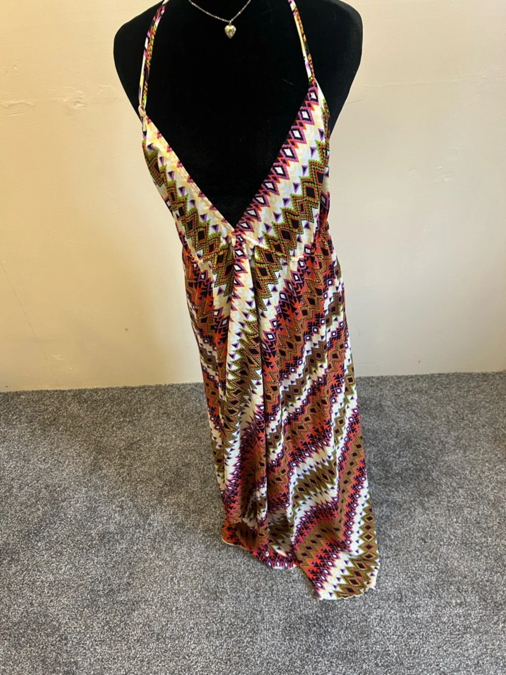 Elan x Anthropologie Aztec-Print Backless Maxi Dress in Pink, Orange & Cream - Picture 1 of 11
